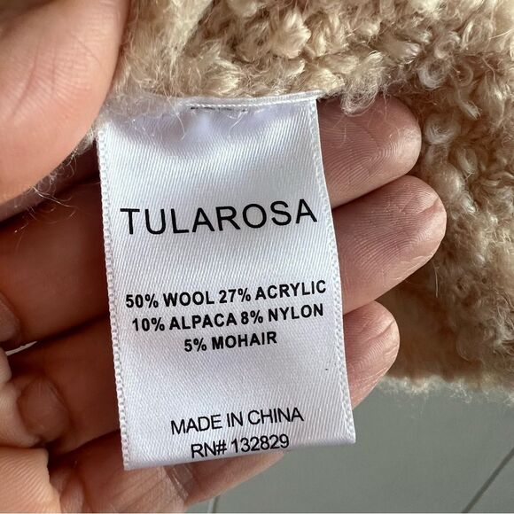 NWT Revolve TULAROSA Wool Alpaca Blend Bubble Sleeve V Neck Sweater - Picture 7 of 12